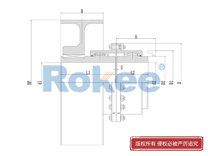 带制动轮齿式联轴器,制动轮型鼓形齿式联轴器