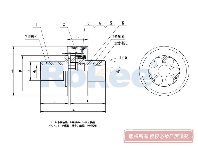 MLL-I型梅花弹性联轴器结构图